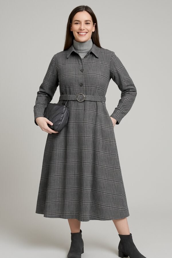 WINEBERRY Women’s Full Sleeve Crossover Collar All-Over Printed Long Dress | 100% Imported Fabric |