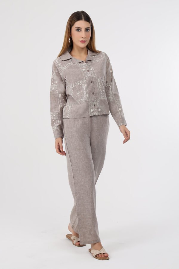 Wineberry Women’s Beige Co-Ord Set – Comfortable 100% Cotton Linen