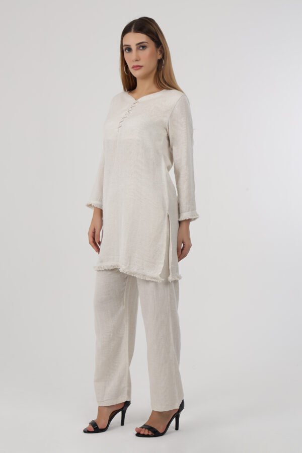 Wineberry Women’s Oatmeal Co-Ord Set – Comfortable 100% Cotton Linen