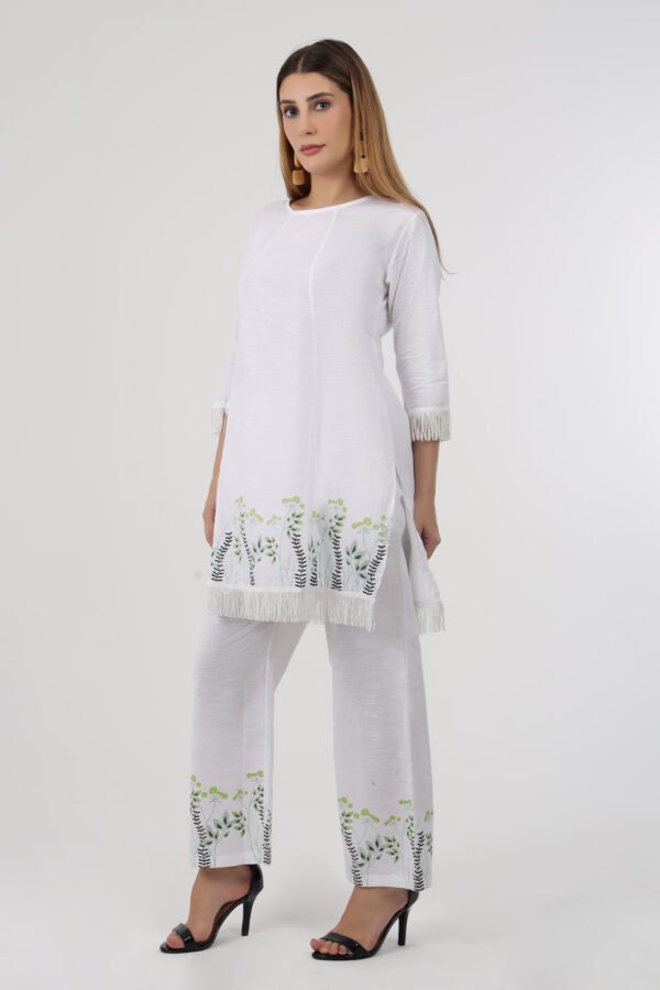 Wineberry Women’s Pearl White Co-Ord Set – Comfortable 100% Cotton Slub