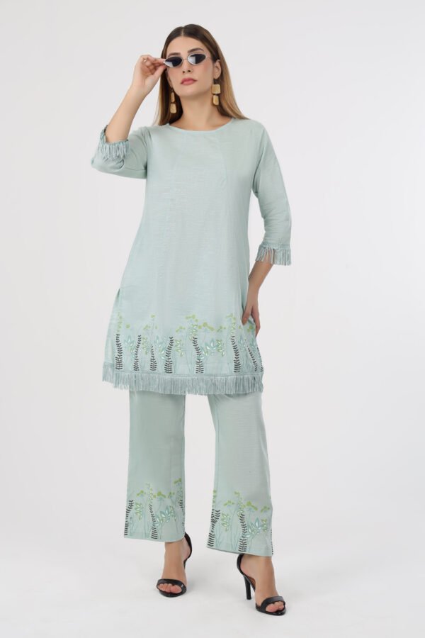Wineberry Women’s Sea Green Co-Ord Set – Comfortable 100% Cotton Slub