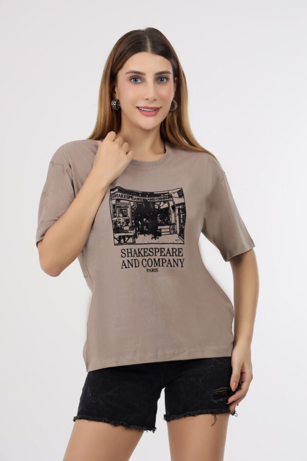 Wineberry Women’s Fawn Round Neck T-Shirt Printed – Comfortable 100% Sinker Fabric