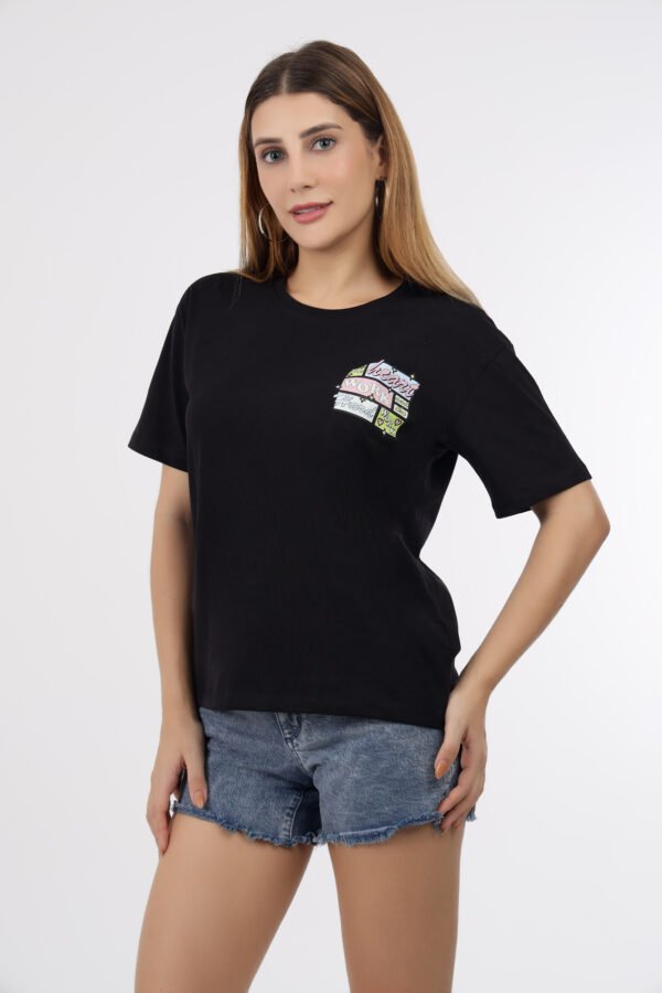 Wineberry Women’s Black Round Neck – 100% Cotton Sinker Heavy GSM Fabric