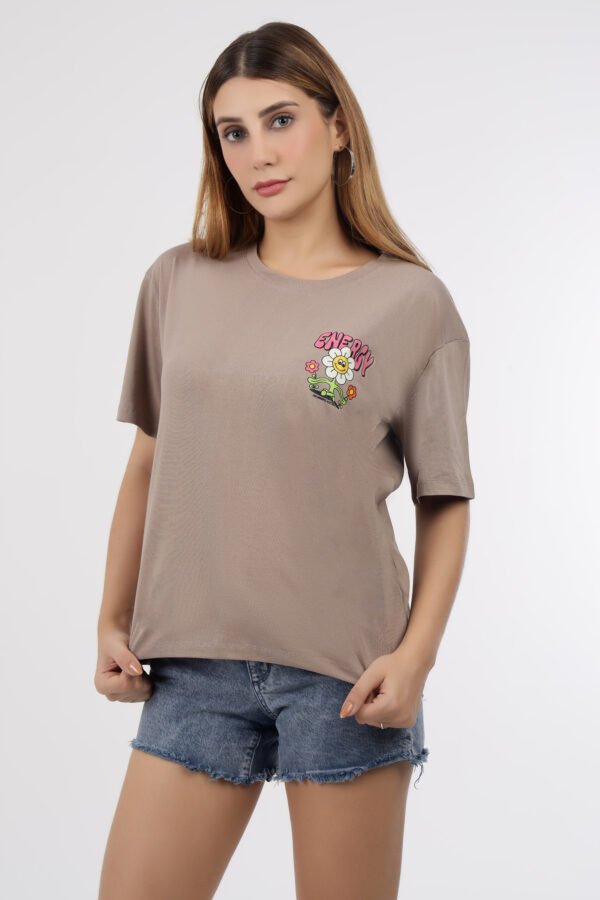Wineberry Women’s Fawn Round Neck T-Shirt – 100% Cotton Sinker Heavy GSM Fabric
