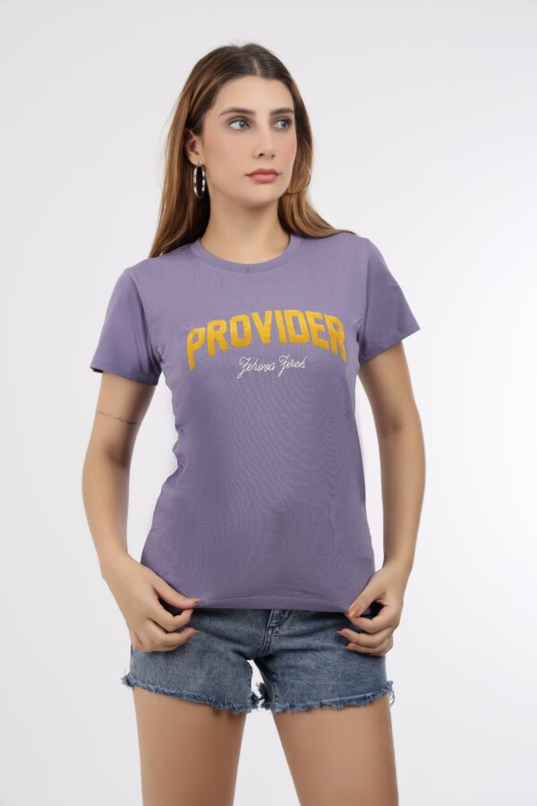 Wineberry Women’s Mauve Round Neck Chest Printed Cotton Tee – Comfortable 100% Sinker Fabric