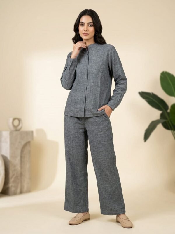 WINEBERRY Women's Elevate your everyday style with this effortlessly chic women’s cord set, crafted in a premium linen-look weave fabric