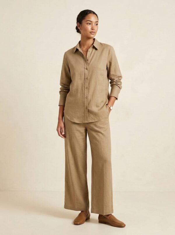 WINEBERRY Women's Look: Redefine effortless elegance with our Viscose Slub Lycra Co-ord