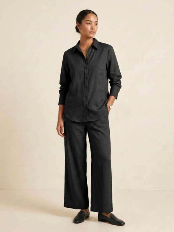 WINEBERRY Women's Look: Redefine effortless elegance with our Viscose Slub Lycra Co-ord