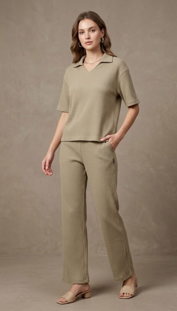 WINEBERRY Women's Step into effortless style and comfort with this chic women’s co-ord set crafted from premium waffle Lycra fabric